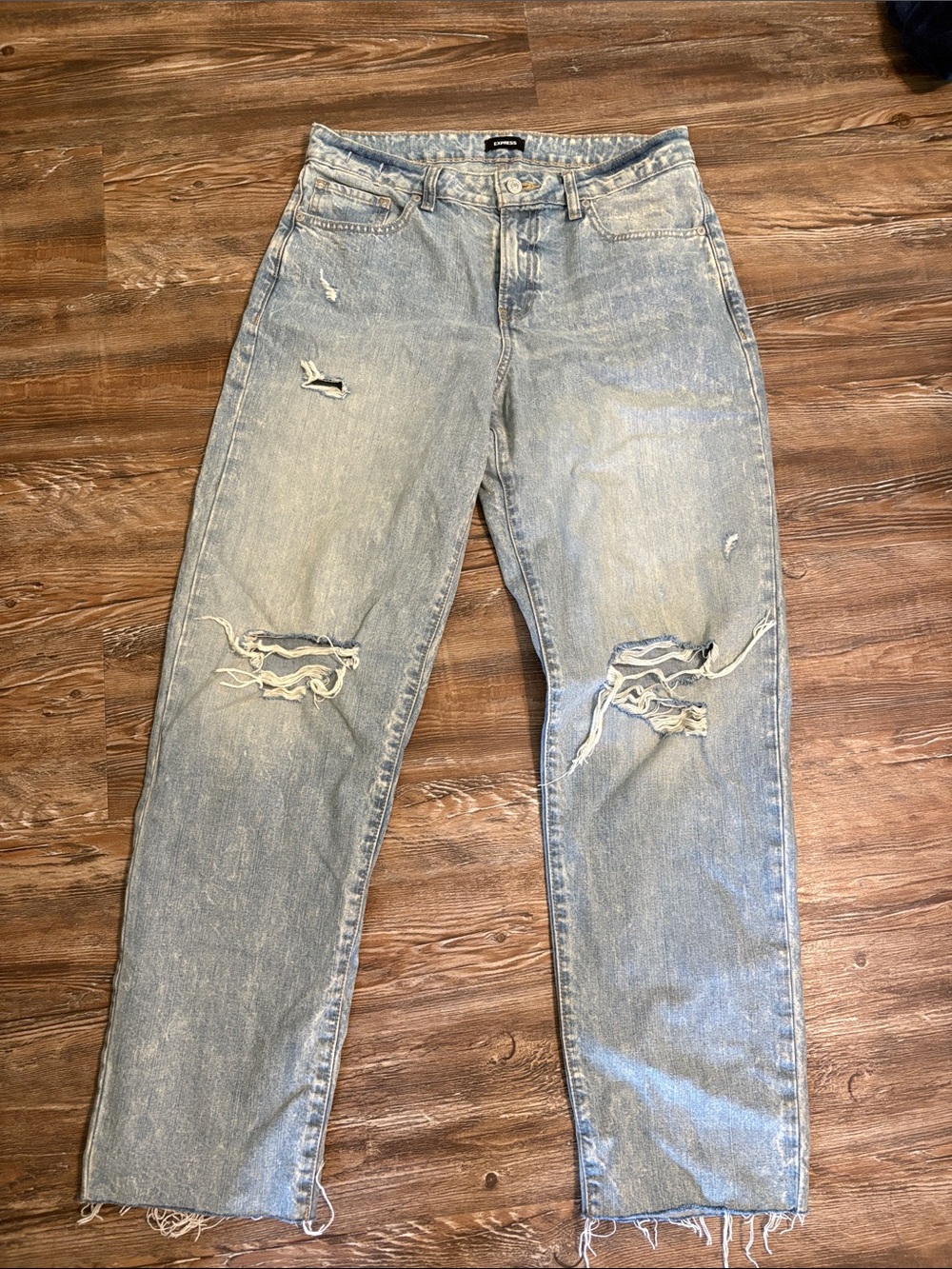 Size 10L Express Light Blue Distressed Boyfriend Jeans